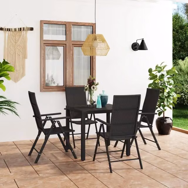 Set da Pranzo da Giardino 5 pz Nero 3060059