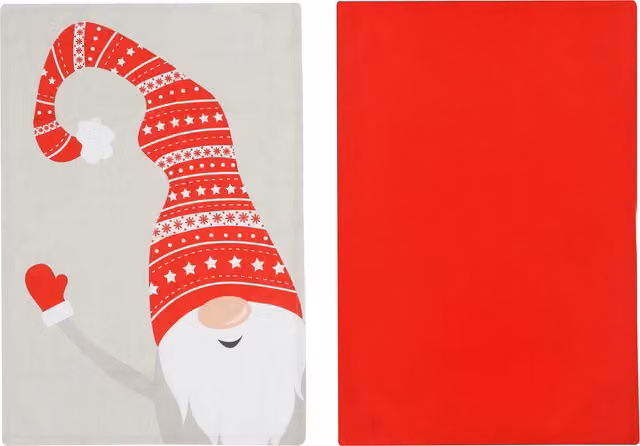 Set di 2 strofinacci natalizi con decorazione gnomi KASANOVA, colori grigio e rosso multicolore