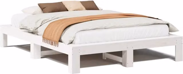 Letto matrimoniale | Letto per adulti | Letto senza Materasso Bianco 140x190 cm Legno Massello di Pino