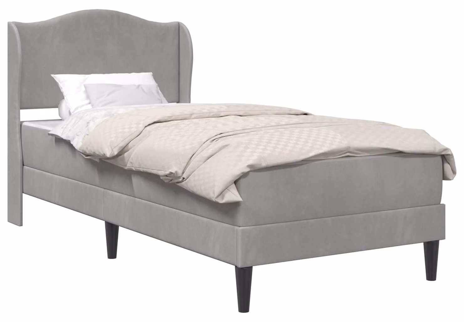 Struttura letto grigio chiaro, 90 x 190 cm, in velluto