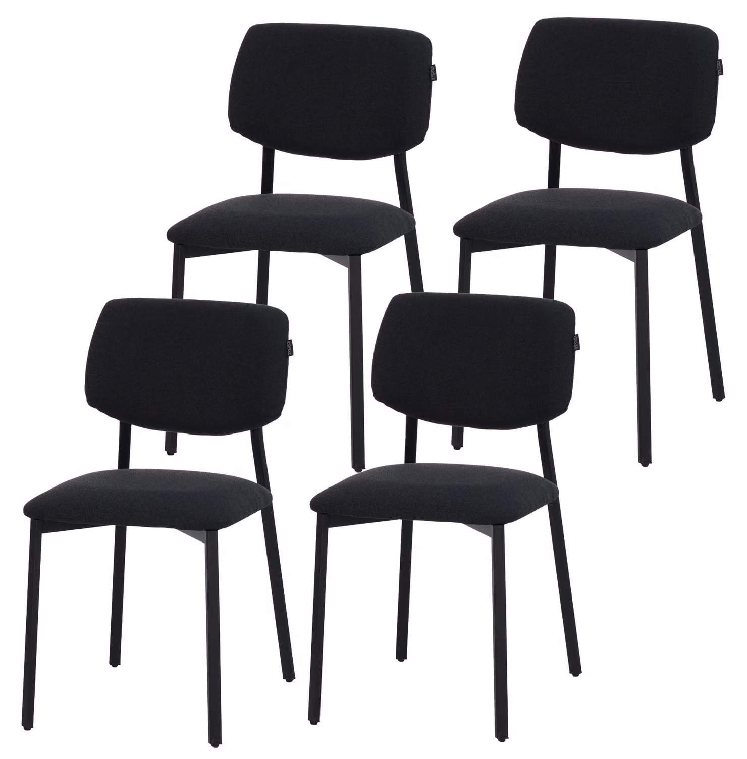 RAVINO sedia di design A21- set di 4 sedie da pranzo imbottite con rivestimento in tessuto, sedia da cucina moderna con schienale, sedia, trasportabile fino a 110 kg- nero