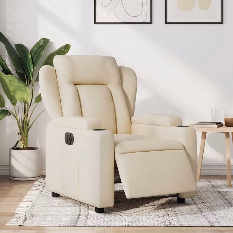 vidaXL Poltrona Elettrica Reclinabile Beige in Tessuto