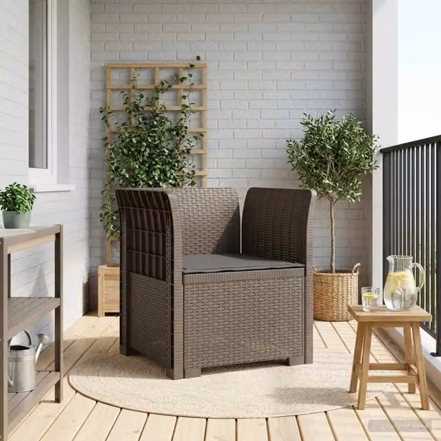 Sedia da giardino poltrona a 1 posto con cuscino in rattan effetto moderno colore grigio antracite – 1