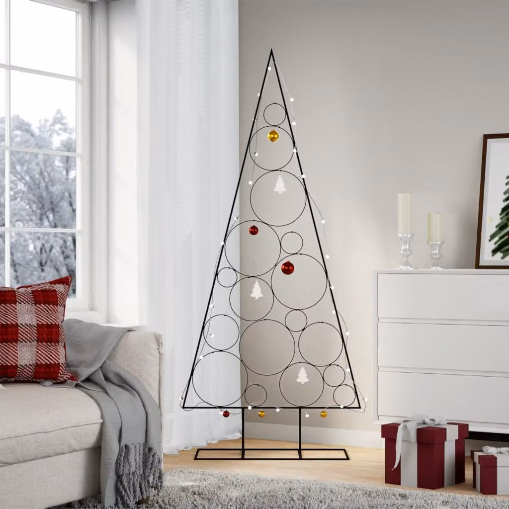 Albero di Natale decorativo moderno vidaXL in metallo nero, Altezza: 180 cm