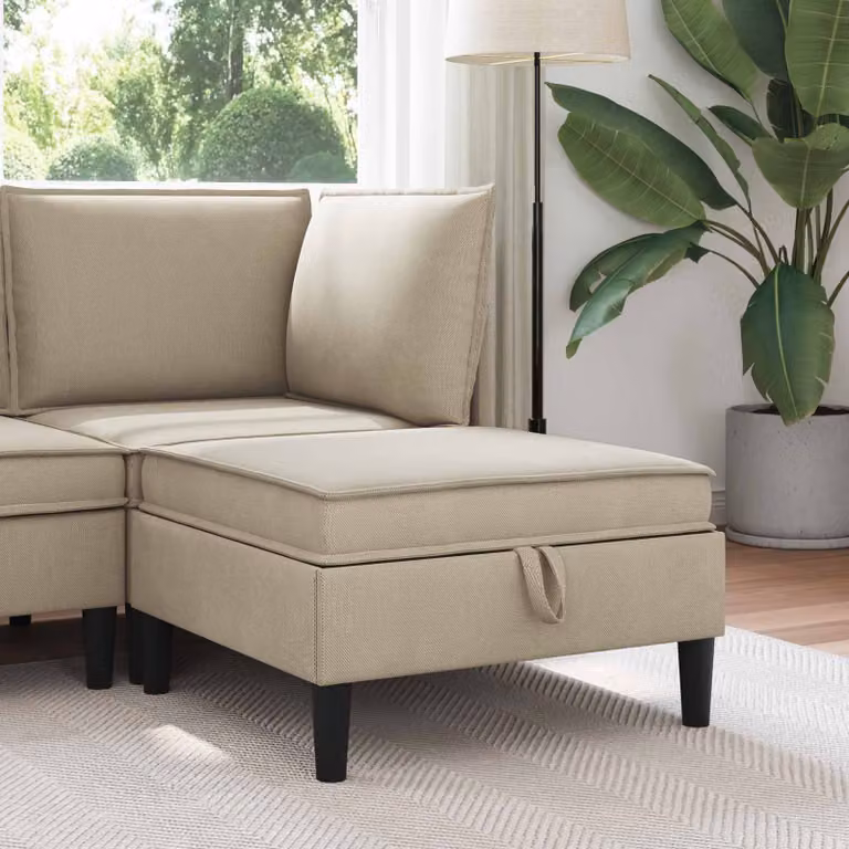 Pouf con contenitore vidaXL in velluto sabbia con design moderno e rettangolare L/P/H: 70 x 40 x 40 cm