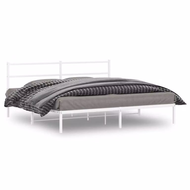 vidaXL Giroletto con Testiera in Metallo Bianco L: 187 cm, P: 90 cm, H: 219 cm