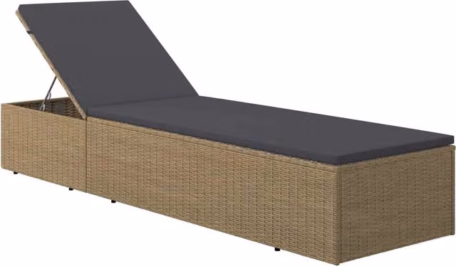 Lettino prendisole da giardino Outsunny in resina intrecciata e metallo, colori marrone e grigio scuro, con poggiatesta regolabile – 1