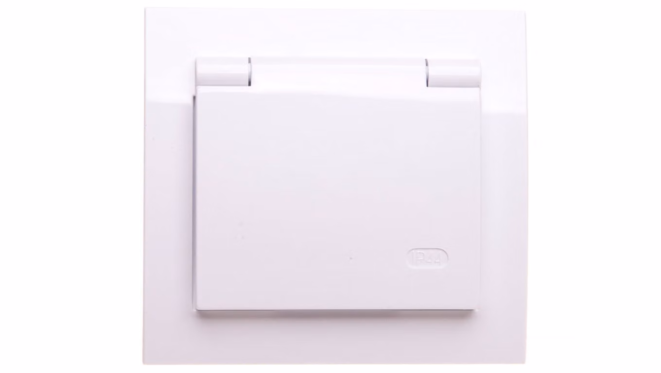Presa KIER resistente agli spruzzi c/u IP44 sportello trasparente bianco GPH-1WZ/00/w