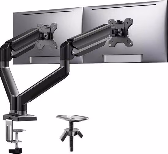 Arme per monitor doppio - per schermi da 17 a 32 pollici - sostegno da scrivania per schermi curvi - VESA 75/100 mm