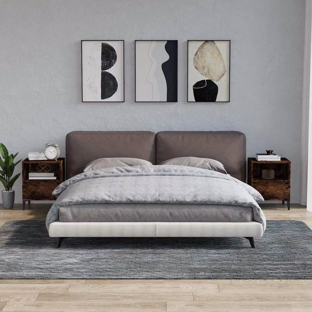 Set di 2 comodini vidaXL in rovere fumo con stile industriale L/P/H: 40 x 35 x 50 cm