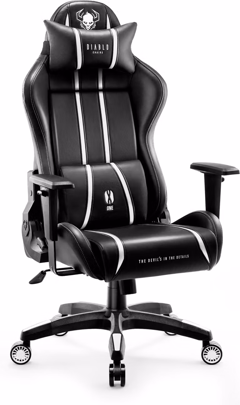 Diablo X-One 2.0 Gaming Chair Sedia da ufficio Braccioli regolabili Design ergonomico Cuscino collo/glutei Dimensioni normali Bianco e nero