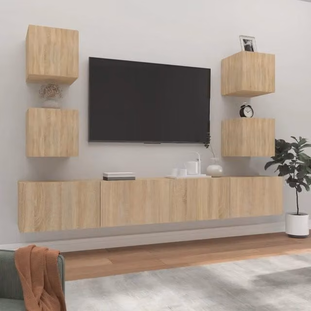 Set di Mobili Porta TV 6 pz-Set di 6 Credenza per TV Rovere Sonoma in Legno Multistrato 294318
