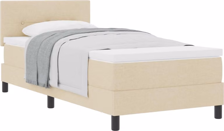 Letto a molle con materasso crema 100 x 200 cm in tessuto