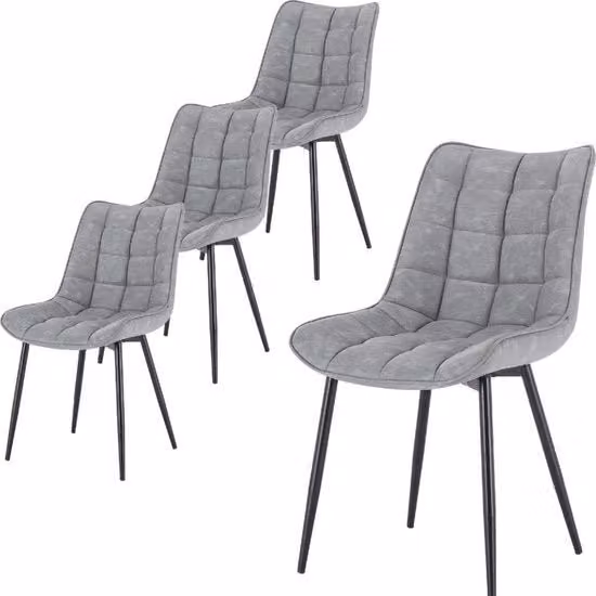 Set di sedie da pranzo in pelle - pacchetto da 4 - ergonomiche e resistenti - design moderno - adatto per soggiorno e sala da pranzo - colore grigio chiaro Modello: Specifica: Codice prodotto: