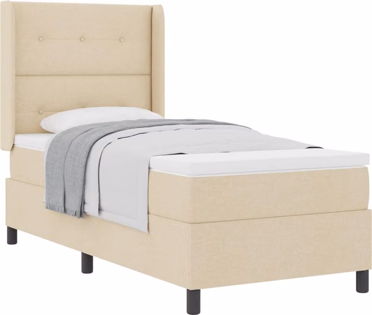Letto a molle con materasso Crema 200 x 100 cm Tessuto