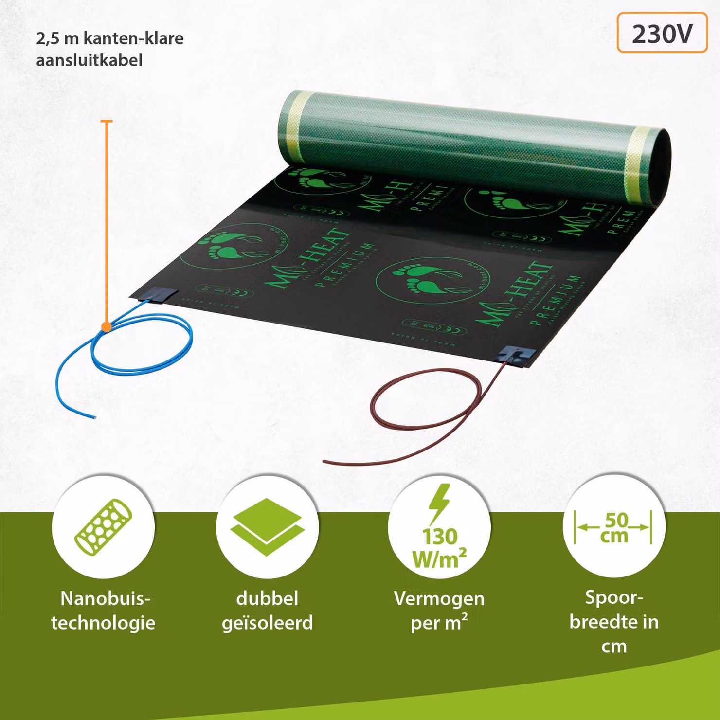 Pellicola infrarossa per riscaldamento camper - 0,5 x 1,25 metri - Potenza: 130 W/m² - Sistema di riscaldamento a pavimento sottile - Adatto per caravan e camper