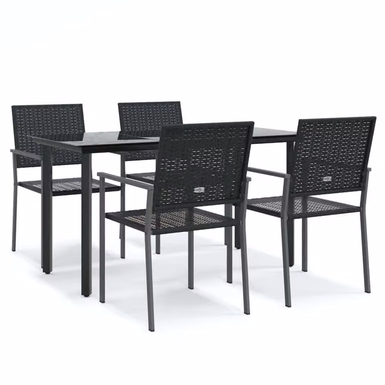 Set da Pranzo da Giardino 5 pz in Polyrattan e Acciaio