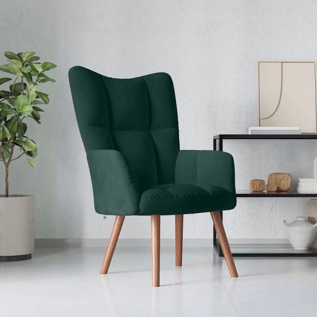 Poltrona Relax vidaXL in Velluto Verde con Braccioli e Struttura Moderna
