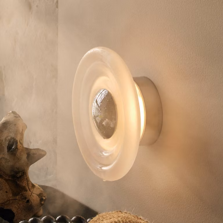 Tom Dixon Applique da parete Press Sphere, dimmerabile, Bianco / Opale, Bagno, Vetro, Design, Applique
