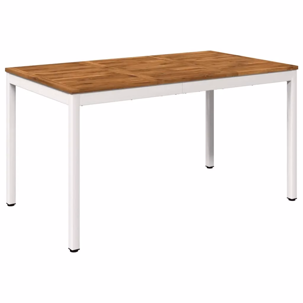 Tavolo da giardino rettangolare estensibile vidaXL in legno di acacia naturale e bianco L/P/H: 141 x 80,5 x 75 cm – 2