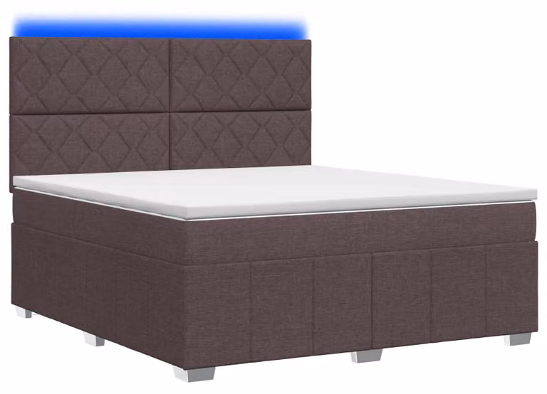 Letto boxspring LED con materasso marrone scuro 180 x 200 cm Tessuto