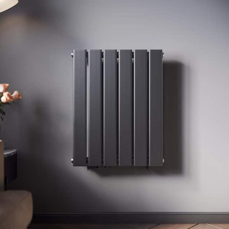 SONNI - Radiatore a pannello design, a singola parete, colore antracite, dimensioni 600x465 mm, senza resistenza riscaldante