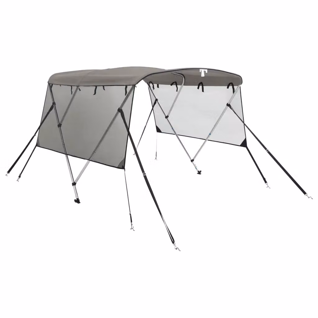 Bimini di Prua con Pareti Laterali in Rete a 3 Archi vidaxl, Colore Antracite, L: 183 cm, H: 137 cm – 2