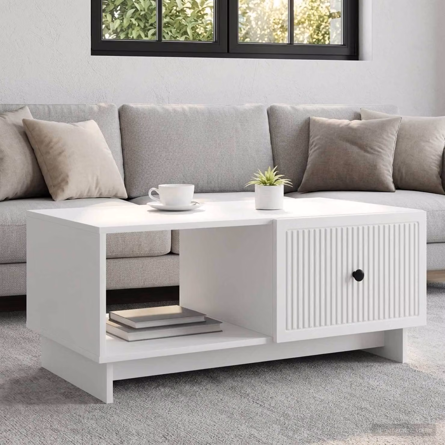 vidaXL Tavolino da salotto rettangolare Bianco L: 90 cm, P: 50 cm, H: 40 cm in legno ingegnerizzato e metallo