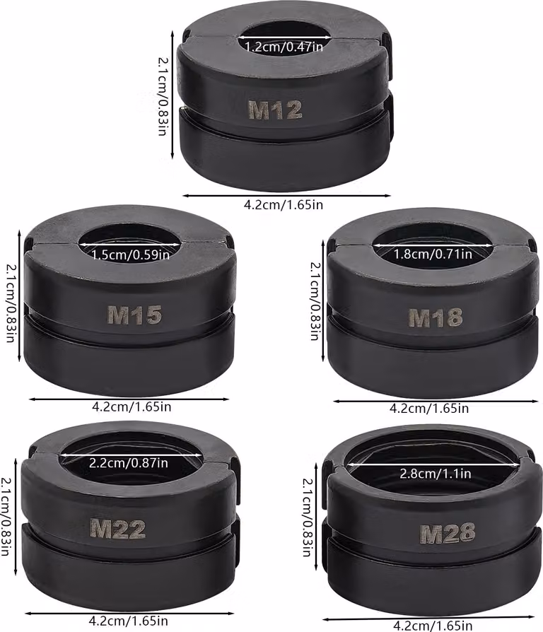 Utensili per pressatura tubi, materiale Cr40 di alta qualità, compatibili con diverse pinze, nero