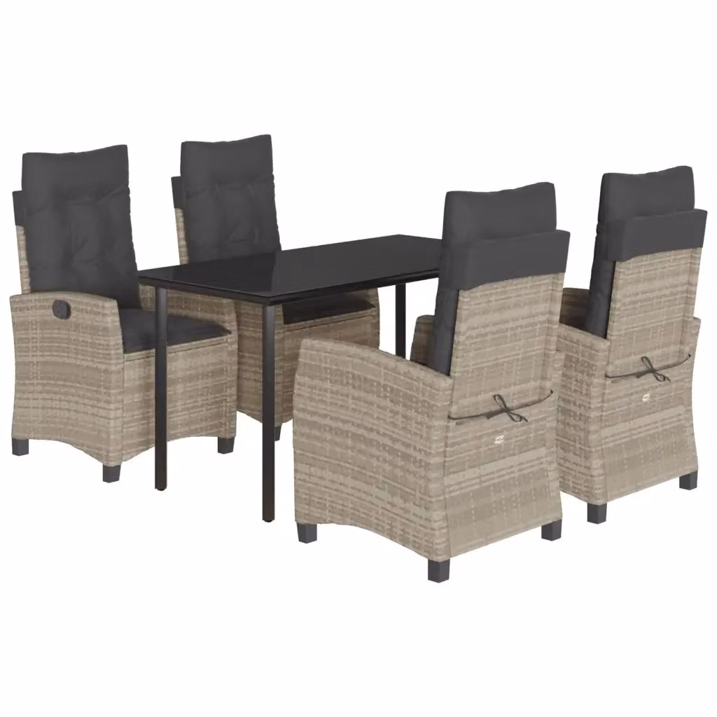 Set Pranzo da Giardino vidaXL in Polyrattan con Piano in Vetro e 5 Sedute, Grigio Antracite – 2