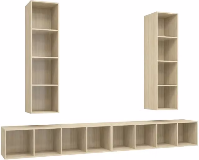 Mobile TV a Parete 4 pz | Armadietto TV | Mobile Porta TV Rovere Sonoma in Legno Multistrato
