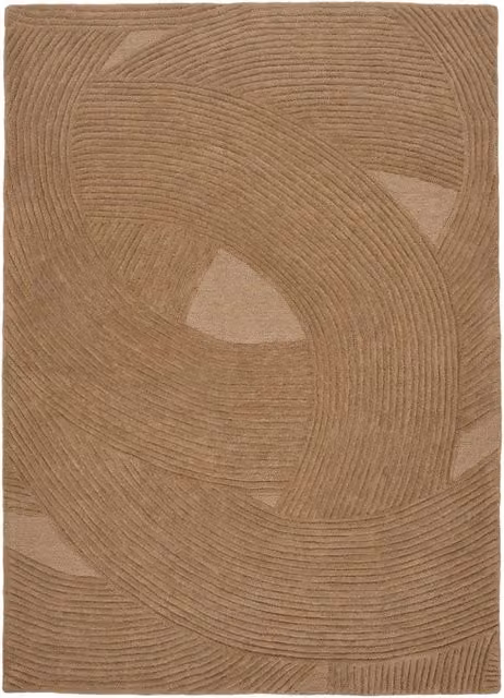 Tappeto Pune in lana tufted marrone con motivo geometrico 160×230 cm