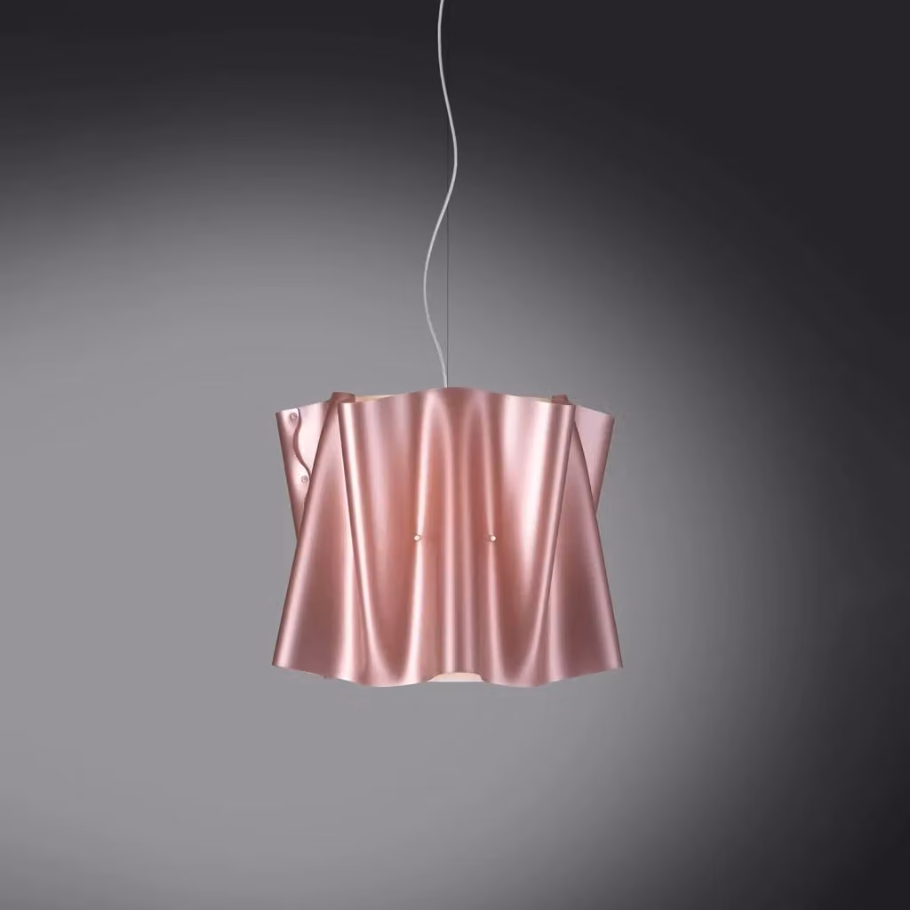 Lampada a sospensione moderna Folio Polilux Linea Zero colore pink con finiture in metallo cromo, diametro: 40 cm, attacco E27 – 2