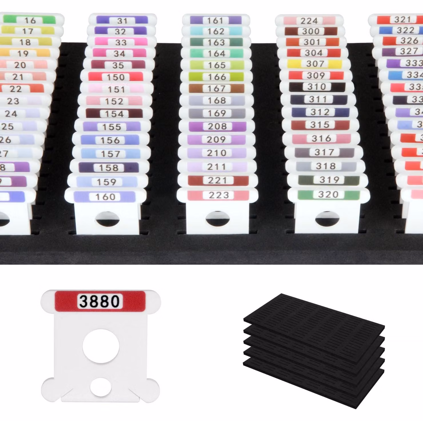 500 bobine di filo per ricamo su tela acrilica, 3 mm, colore bianco, con numeri