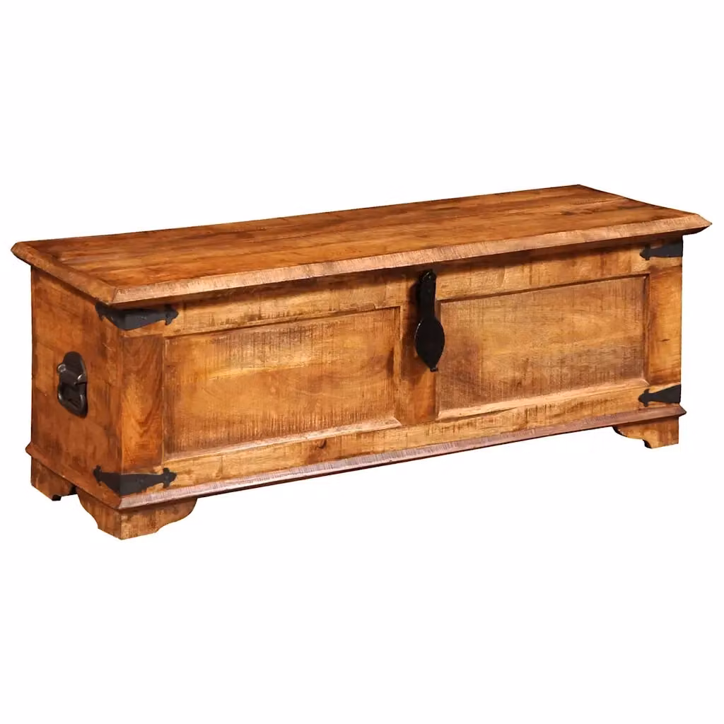 Cassapanca di stoccaggio in legno di mango color marrone con finitura cerata Design Mania – 2