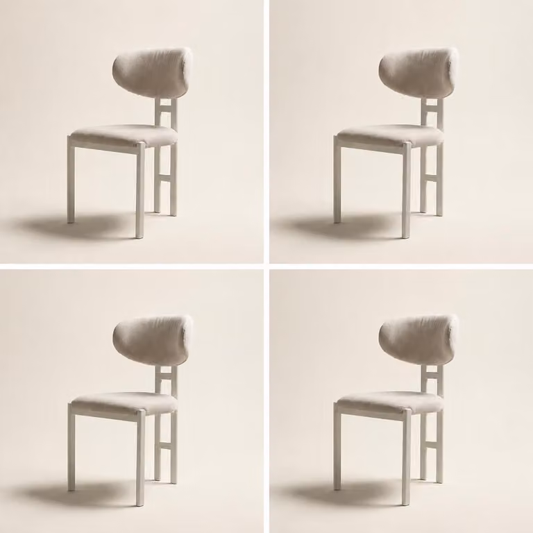Set di 4 sedie, design moderno, imbottitura in tessuto, colore beige, confortevoli e morbide