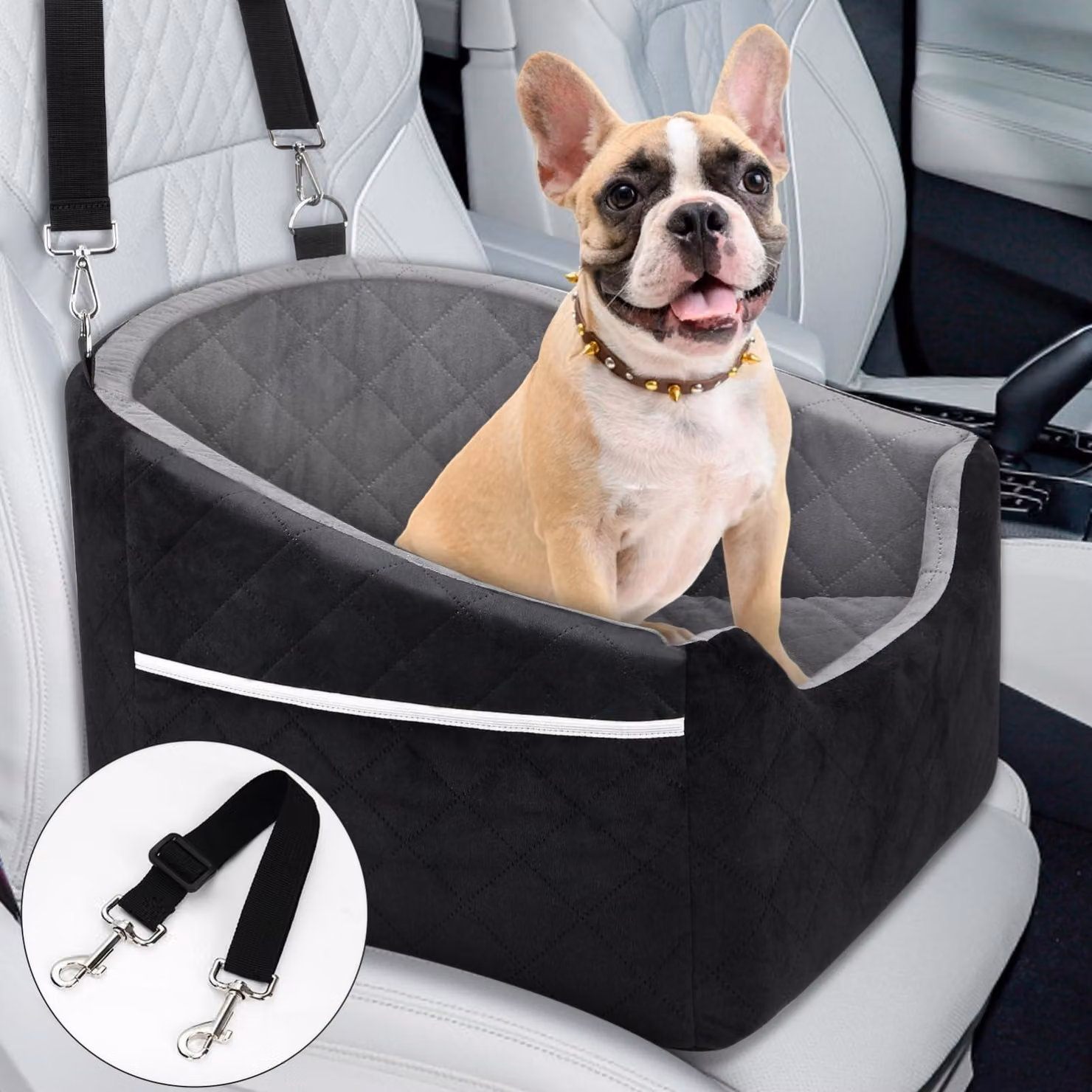 Seggiolino per cani - Sedile confortevole per cani - Antiscivolo e removibile - Nero - Sedile per cani lavabile - Adatto per l'auto - Modello per il sedile posteriore...