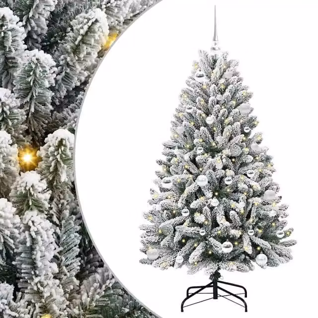 Albero di Natale | Decorazioni natalizie artificiale con 150 LED Verde e Bianco 150 cm