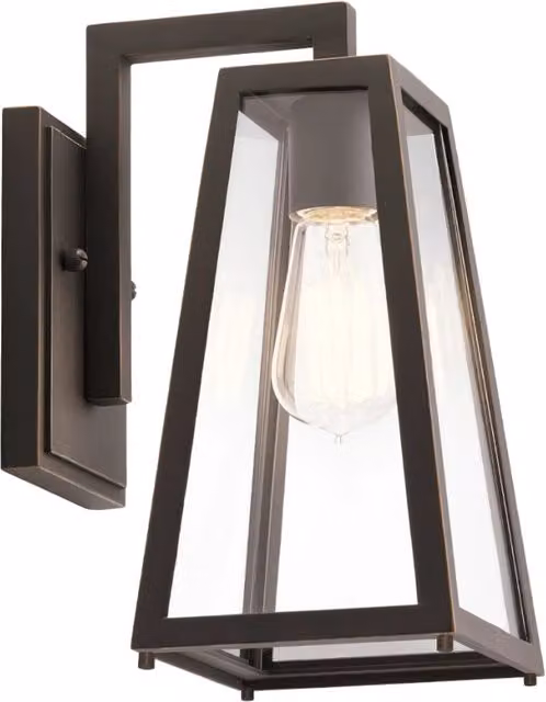 Applique esterna Kichler Delison marrone in metallo e vetro con attacco E27 60W IP44 per giardino e balcone