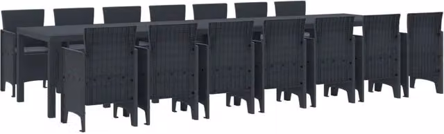 Set da pranzo da giardino moderno vidaXL in rattan antracite con 15 pezzi