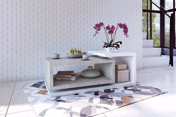 Tavolino da salotto Tavolo decorativo bianco / cemento colourado 120x60cm