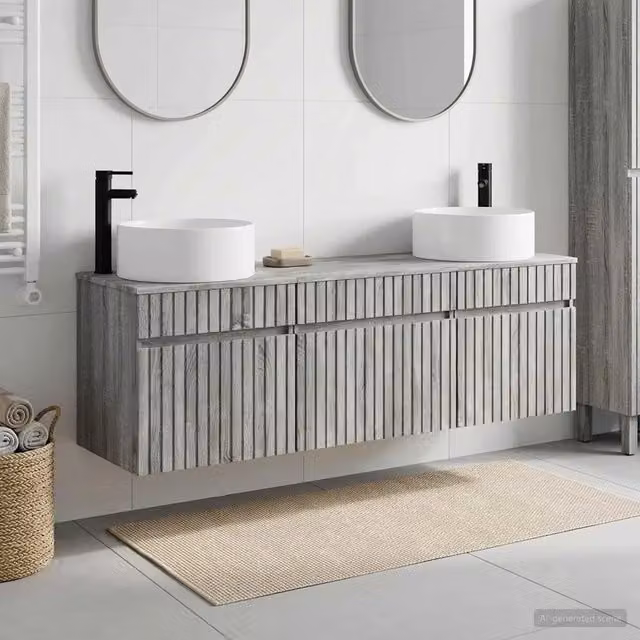 Set di Armadi da Bagno 3 pz Sonoma grigio 49 x 44,5 x 65,5 cm