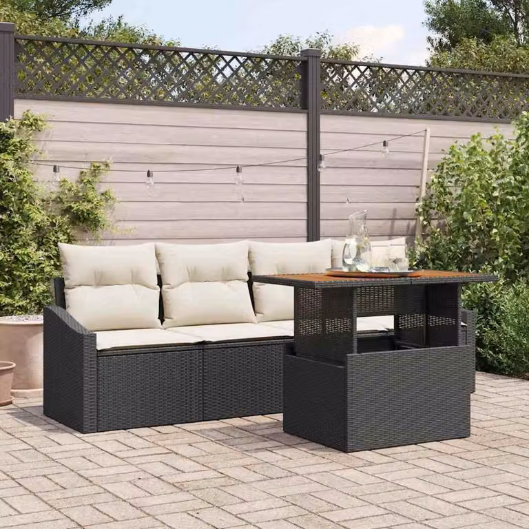Maison Exclusive - Set da giardino composto da 5 pezzi, divano in rattan sintetico nero