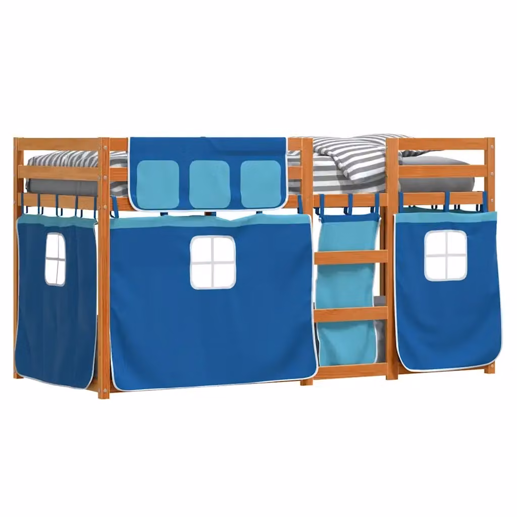 vidaXL Letto a Castello per Bambini in Legno di Pino Massello Blu L: 80 cm, P: 200 cm, H: 151 cm – 2