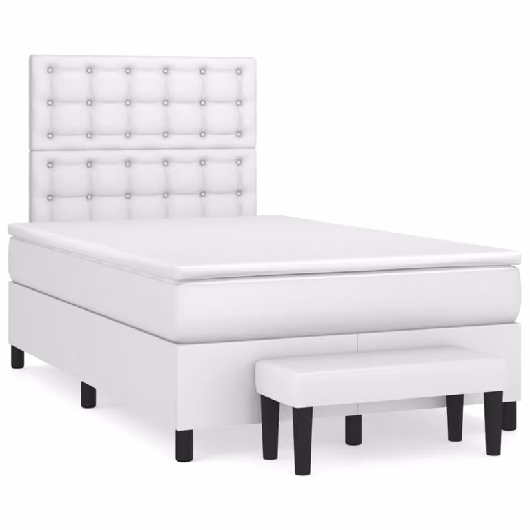 Giroletto a Molle con Materasso Bianco 120x200 cm in Pelle finta