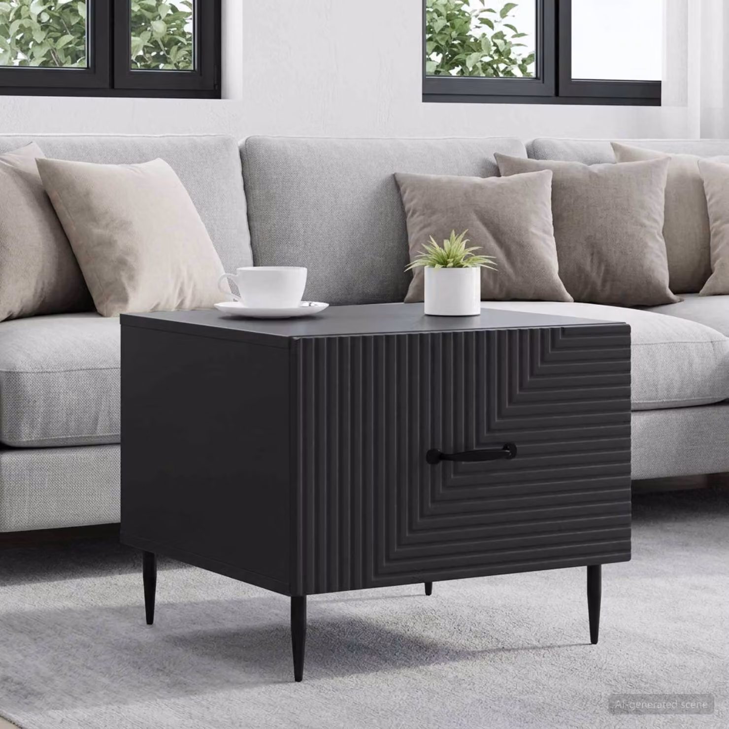 vidaXL Tavolino da salotto moderno in legno MDF nero L 49 cm x P 50 cm x H 40 cm