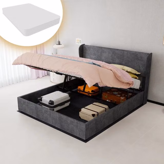 letto imbottito tessuto metallo grigio 160 x 200 cm