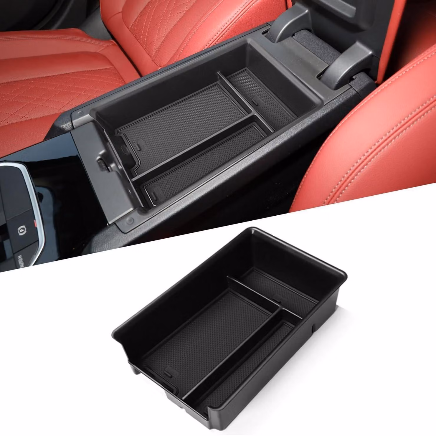 Contenitore portaoggetti per console centrale, compatibile con BMW Serie 3 (G20, G21) dal 2019 al 2023, realizzato in ABS e PC