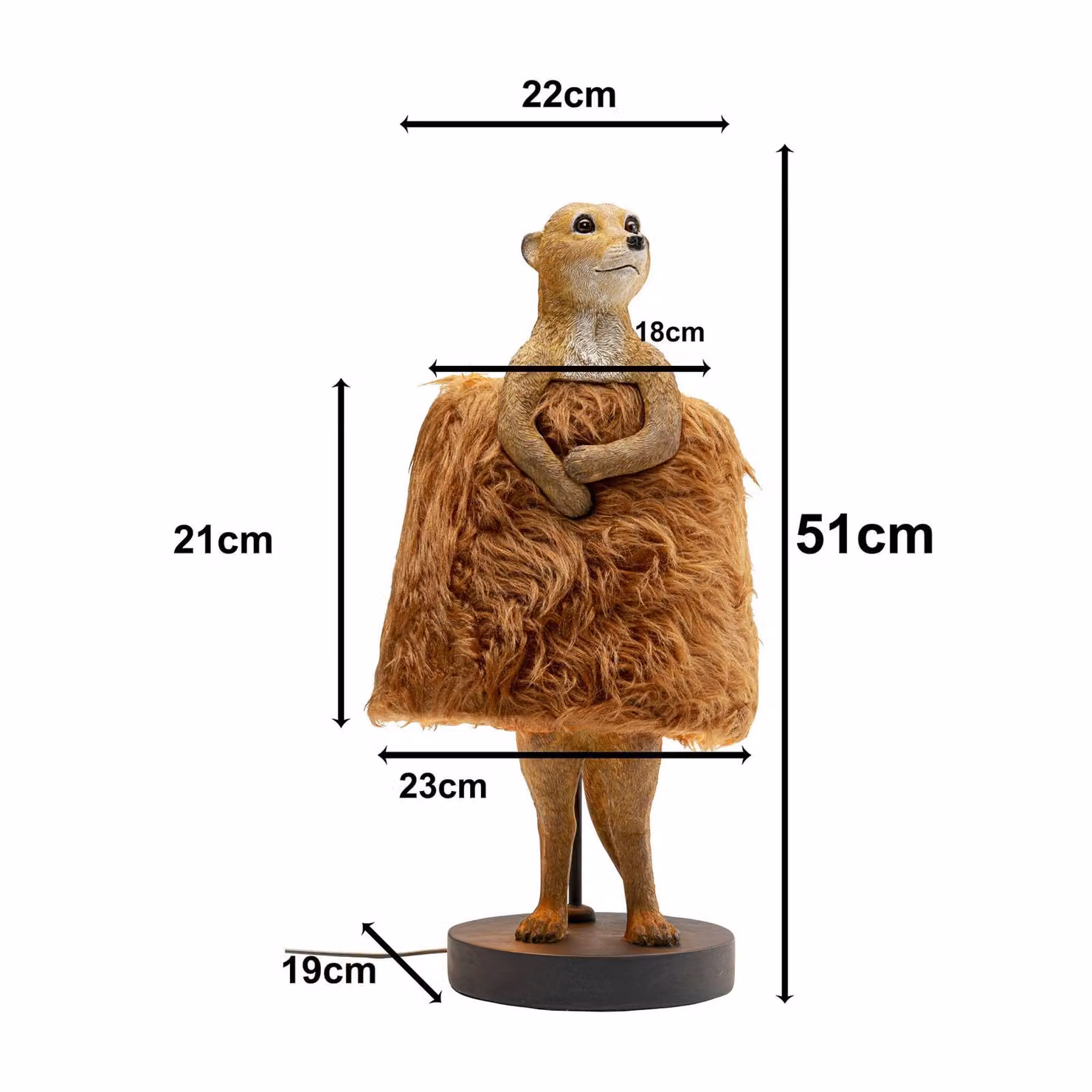 KARE Lampada da tavolo di design Animal Meerkat Fur, Marrone / Ruggine, Soggiorno / Sala da pranzo, Plastica, Design, Lampada da tavolo