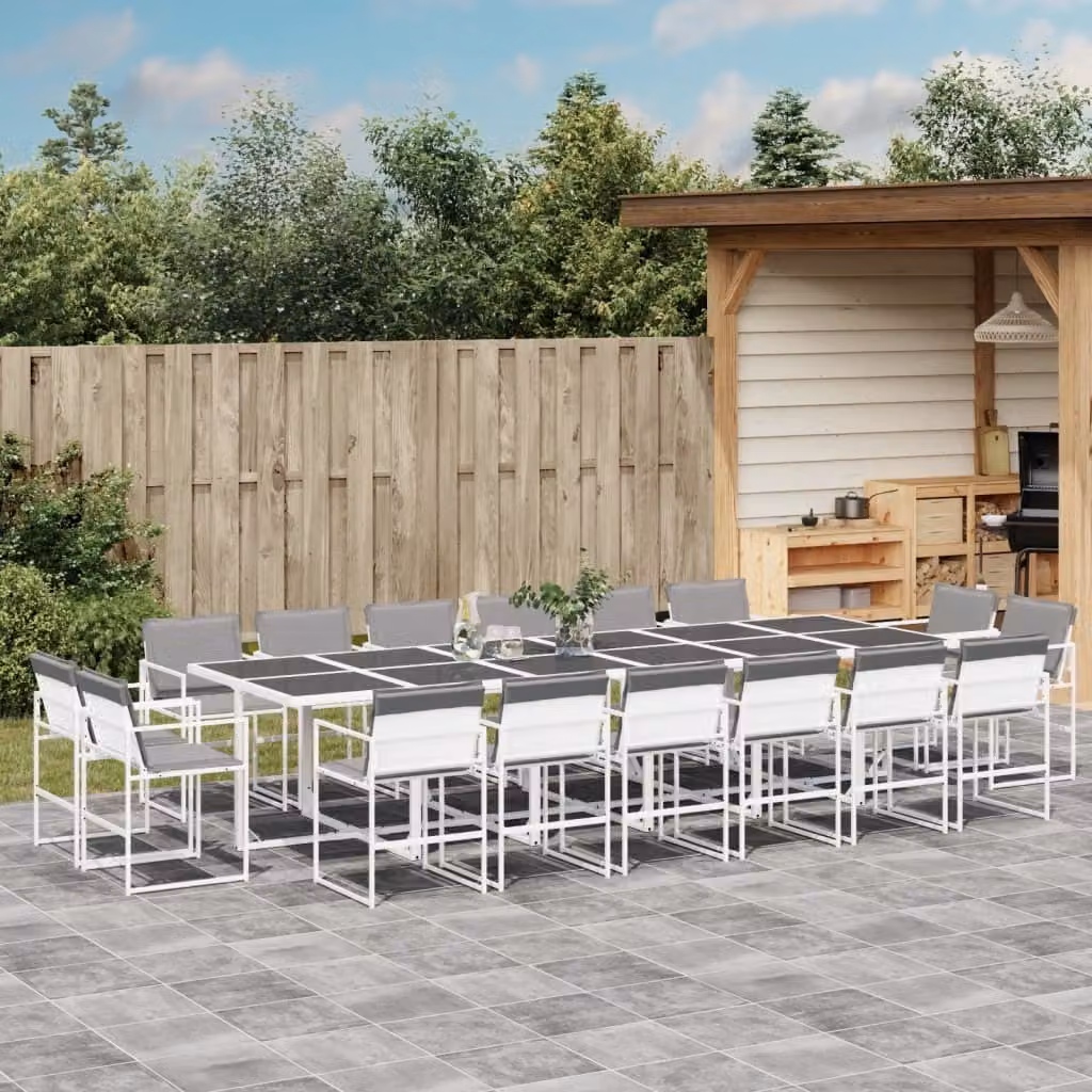 Maison Exclusive - Set da pranzo da giardino da 17 pezzi con cuscini in Textilene bianco